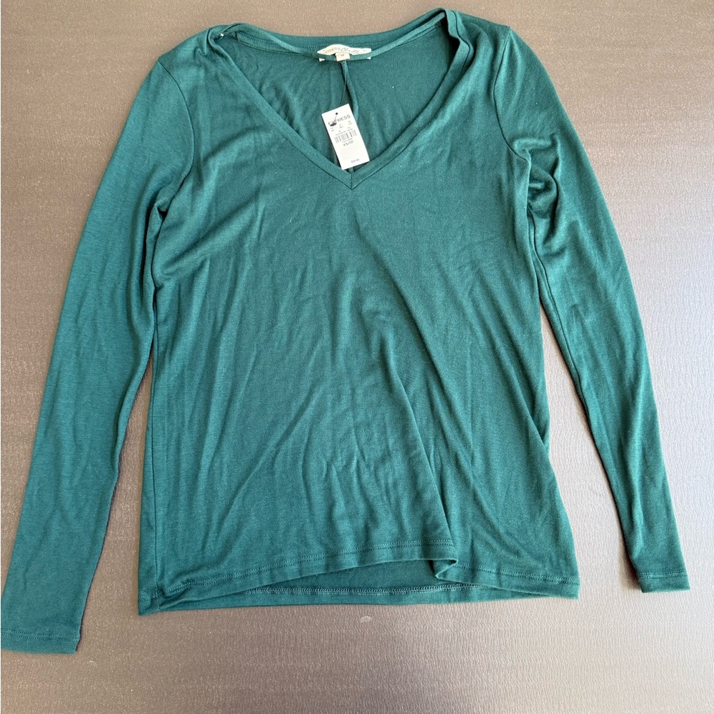 Express Fitted Green Long Sleeve T-Shirt